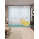 Тюль на шторной ленте Мягкая уточка 310x265 см цвет голубой
