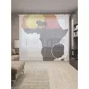 Тюль на шторной ленте Лев на закате 310x265 см рисунок природный цвет оранжевый