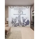 Тюль на шторной ленте Мыс Трески 310x265 см цвет темно-синий