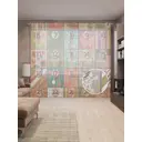 Тюль на шторной ленте Новогодние номера 310x265 см цвет оранжевый