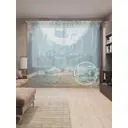 Тюль на шторной ленте Любовь сильнее волн 310x265 см цвет синий