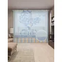 Тюль на шторной ленте Цветочная коляска 310x265 см рисунок растительный цвет голубой