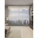 Тюль на шторной ленте Озерный туман 310x265 см рисунок природный цвет черный