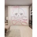 Тюль на шторной ленте Милый череп с сердцами 310x265 см цвет оранжевый