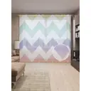 Тюль на шторной ленте Цветные зигзаги 310x265 см цвет красный