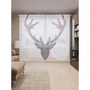 Тюль на шторной ленте Звездный олень 310x265 см цвет коричневый