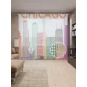 Тюль на шторной ленте Небоскребы Чикаго 310x265 см цвет оранжевый