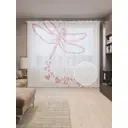 Тюль на шторной ленте Любовная стрекоза 310x265 см цвет розовый