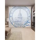 Тюль на шторной ленте Значок Вашингтон Ди-Си 310x265 см цвет синий