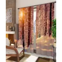 Комплект штор на шторной ленте блэкаут Helga Зимний лес 150x260 см цвет бежевый