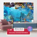 Фотообои флизелиновые Первое ателье 200x145 см Подводный коралловый мир с затонувшем кораблем pw94523-2
