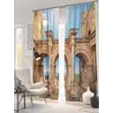 Штора на шторной ленте AT Home Античная архитектура 150x260 см цвет коричневый