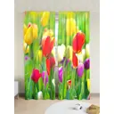 Комплект штор на шторной ленте AT Home Летние цветы 150x260 см цвет разноцветный