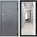 Входная дверь Labirintdoors Космо 205x88см правый цвет белый софт/графит софт с зеркалом