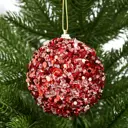 Елочное украшение Шар с красными блестками Christmas ø8 см цвет красный