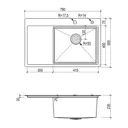 Мойка для кухни Floracio FL.7850R 50x78 см глубина чаши 22.50 см Нержавеющая сталь цвет нержавеющая сталь, матовая