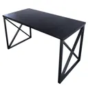 Кухонный стол квадратный со столешницей Solarius loft 110x60 см и черными металлическими крестообразными ножками Массив сосны цвет черный