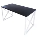 Кухонный стол квадратный со столешницей Solarius loft 130x60 см и белыми металлическими крестообразными ножками Массив сосны цвет черный
