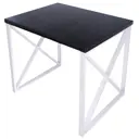 Кухонный стол квадратный со столешницей Solarius loft 100x70 см и белыми металлическими крестообразными ножками Массив сосны цвет черный