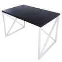 Кухонный стол квадратный со столешницей Solarius loft 100x60 см и белыми металлическими крестообразными ножками Массив сосны цвет черный