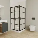 Душевой уголок квадратный BAUEDGE Stil square SB0017B 90x90x195, с поддоном 12.5 см, закаленное стекло толщиной 5 мм, черные профили, с сифоном