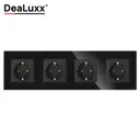 Розетка четверная встраиваемая Dealuxx R30412 с заземлением цвет черный
