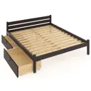 Кровать двуспальная Solarius Классика 130x63x210 см 2 выкатных ящика сосна с реечным основанием цвет венге