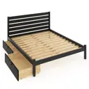 Кровать двуспальная Solarius Классика 130x101x210 см 2 выкатных ящика сосна с реечным основанием и высокой спинкой цвет черный оникс