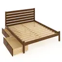 Кровать двуспальная Solarius Классика 130x101x210 см 2 выкатных ящика сосна с реечным основанием и высокой спинкой цвет темный дуб