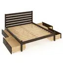 Кровать двуспальная Solarius Классика 150x101x210 см 4 выкатных ящика сосна с реечным основанием и высокой спинкой цвет венге
