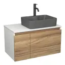 Комплект: тумба Bauedge Bau Dream Blackwood 80 BD2840 раковина BAU Cerama 48x37 темно-серая смеситель Hotel Dream Black черный матовый