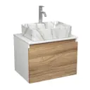 Комплект: тумба Bauedge Bau Dream Blackwood 60 BD2986 1 ящик раковина прямоугольная BAU Cerama 48x37 мрамор смеситель Hotel Dream нерж сталь