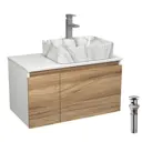 Комплект: тумба Bauedge Bau Dream Blackwood 80 BD3005 раковина Cerama 48x37 мрамор смеситель Hotel Stil нерж сталь выпуск клик клак хром