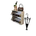 Обувница навесная Wood&stone 80x78x25 см 2 секции ЛДСП цвет белый/серый