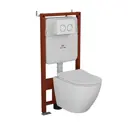 Комплект инсталляции Bauedge Bau Ideal E458103-NL0002-PRO-E00116, с унитазом безободковым Dream PRO-2 клавиша Round, белый/хром