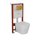 Комплект инсталляции Bauedge Bau Ideal E458103-NS0001-PRO-E00108, с унитазом безободковым Stil Pro клавиша Light нержавеющая сталь золото