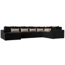 Диван Лига Диванов Майами 114831L 405x90x230 см велюр цвет черный