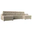 Диван Лига Диванов Эмир 28487 312x85x150 см вельвет цвет бежевый