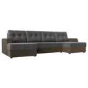 Диван Лига Диванов Эмир 110932 312x85x150 см рогожка цвет серый/коричневый