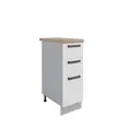 Напольный шкаф без столешницы Ройс 30x81.60x50.40 см 3 ящика фасад белый МДФ каркас серый ЛДСП Дсв Мебель