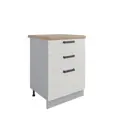 Напольный шкаф без столешницы Ройс СМЯ 600 60x81.60x50.40 см 3 ящика фасад ванильный МДФ каркас серый ЛДСП Дсв Мебель