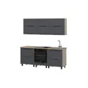 Кухонный гарнитур Furniture Integration Этна 200x210x60 см ЛДСП цвет графитовый серый