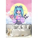 Фотообои флизелиновые Dekor vinil Аниме с пандой и кошкой 200x200 см 9066dv