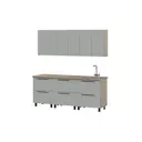 Кухонный гарнитур Furniture Integration Этна 4-2.0 200x210x60 см ЛДСП цвет светло-серый