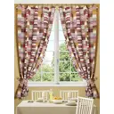 Комплект штор на шторной ленте Обуховская Мануфактура Геометрик 135x180 цвет бордовый