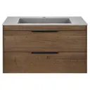 Тумба с раковиной из искусственного камня Vincea Chiara 2D T.Oak Grey 80см цвет коричневый