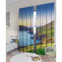 Комплект штор на ленте блэкаут At Home Задумчивый берег 150x260 см цвет синий/желтый/розовый/голубой AA900177