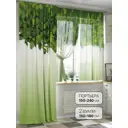 Комплект штор на ленте Helga Форлентис 240x150 см вуаль цвет белый/зеленый HH549080