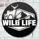 Настенные часы круглые 31 см Бруталити дикая жизнь горы олень - 416 цвет черный