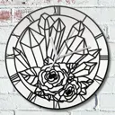 Настенные часы круглые 31 см Бруталити цветы кристаллы - 590 цвет черный